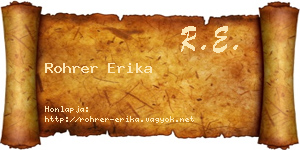 Rohrer Erika névjegykártya